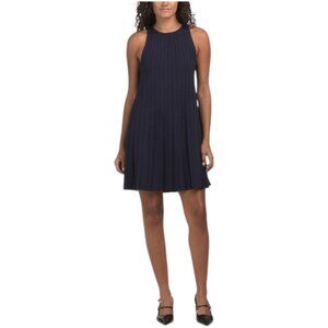 ENGLISH FACTORY Pleated A-line Knit Mini Dress